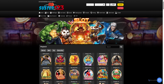Security scan screenshot of https://apkmontoksuster123.com/desktop/game/slot/playtech
