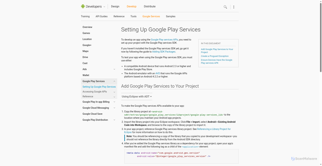 Security scan screenshot of https://spot.pcc.edu/~mgoodman/developer.android.com/google/play-services/setup.html