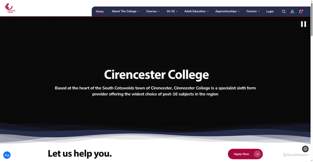 Security scan screenshot of https://www.cirencester.ac.uk/