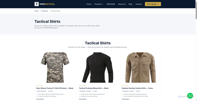 Security scan screenshot of https://vegatactical.pages.dev/products/tactical-clothing/tactical-shirts