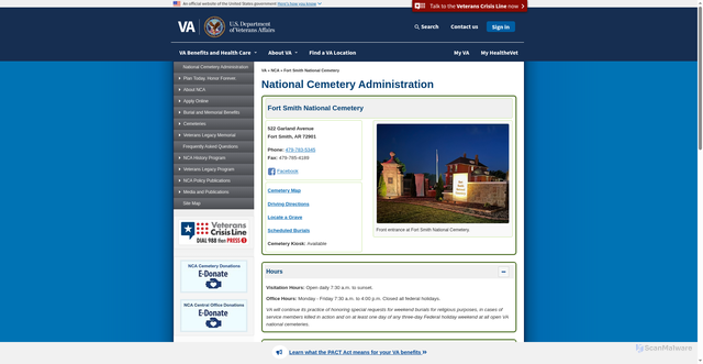 Security scan screenshot of https://www.cem.va.gov/cems/nchp/FtSmith.asp