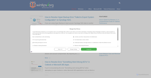 Security scan screenshot of https://www.wintips.org