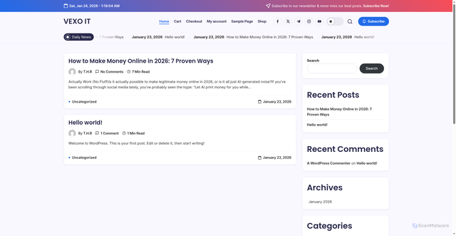 Security scan screenshot of http://vexoit.site/