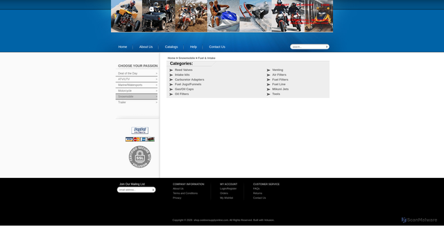 Security scan screenshot of https://shop.outdoorsupplyonline.com/fuel-and-intake-s/1844.htm