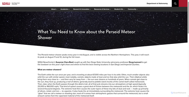Security scan screenshot of https://astronomy.sdsu.edu/what-you-need-to-know-about-the-perseid-meteor-shower/