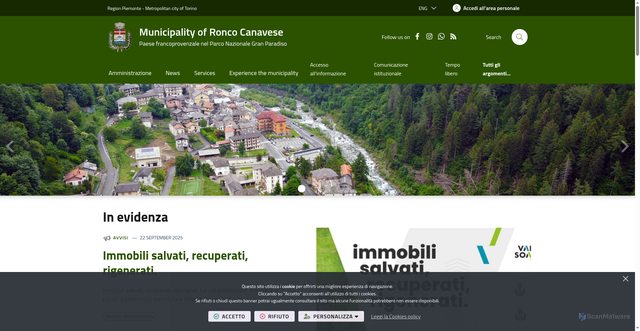 Security scan screenshot of https://www.comune.roncocanavese.to.it/it-it/home