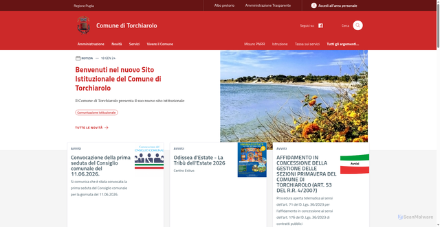 Security scan screenshot of https://www.comune.torchiarolo.br.it