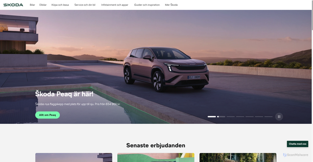 Security scan screenshot of https://skoda.se