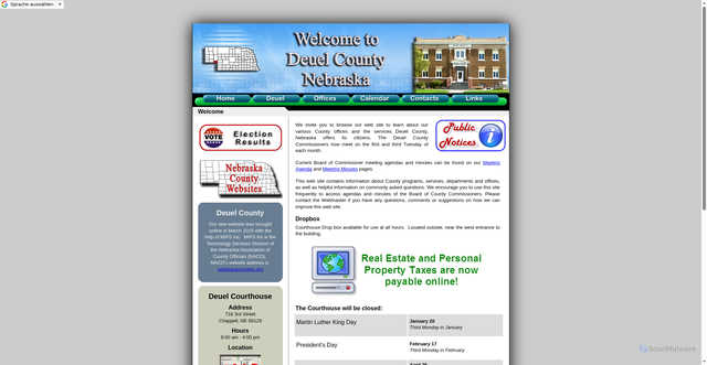 Security scan screenshot of https://deuelcountyne.gov/