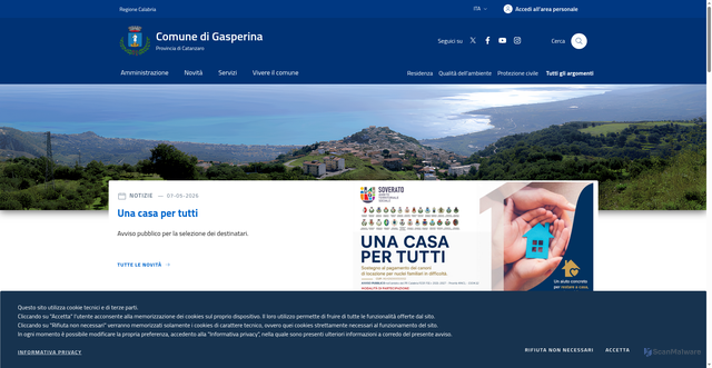 Security scan screenshot of https://www.comune.gasperina.cz.it