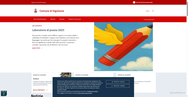 Security scan screenshot of https://www.comune.vigolzone.pc.it/