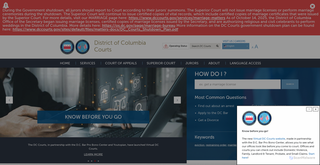 Security scan screenshot of https://www.dccourts.gov/