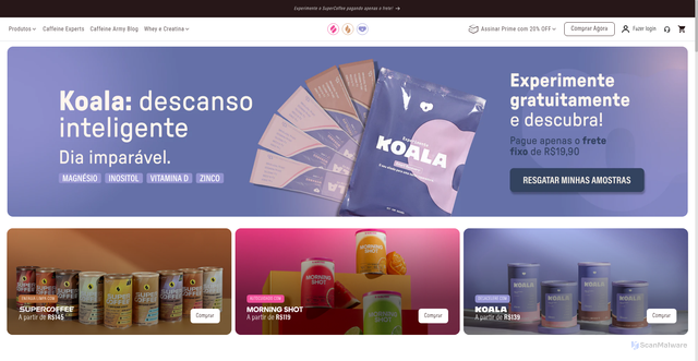 Security scan screenshot of https://caffeinearmy.shop/