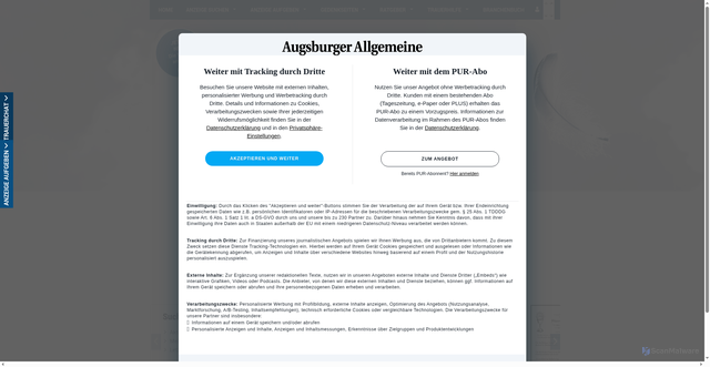 Security scan screenshot of https://trauer.augsburger-allgemeine.de