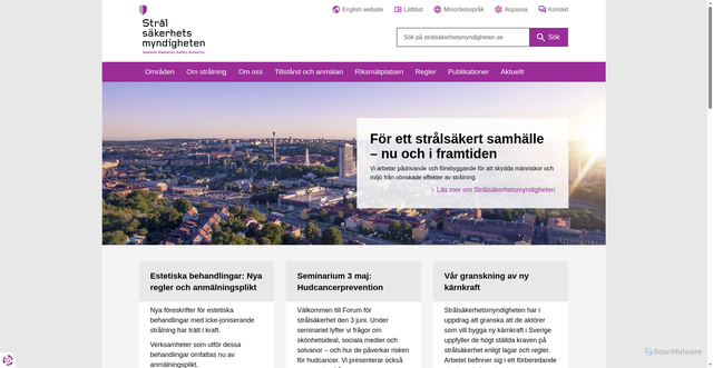 Security scan screenshot of https://www.stralsakerhetsmyndigheten.se