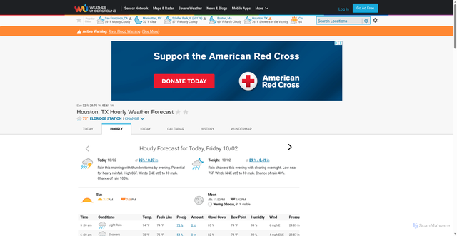 Security scan screenshot of https://wu-next-prod-us-east-1-aws.wunderground.com/hourly/us/tx/houston/KTXHOUST4484
