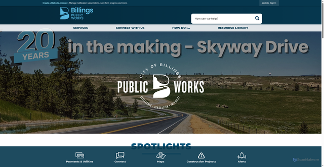 Security scan screenshot of https://billingsmtpublicworks.gov/