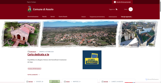 Security scan screenshot of https://www.comune.assolo.or.it/