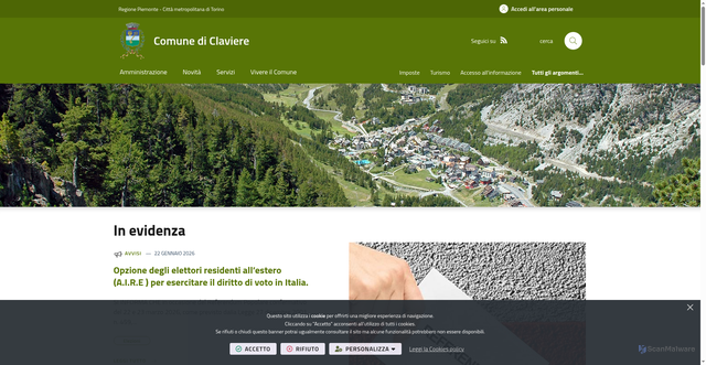 Security scan screenshot of https://www.comune.claviere.to.it/it-it/home