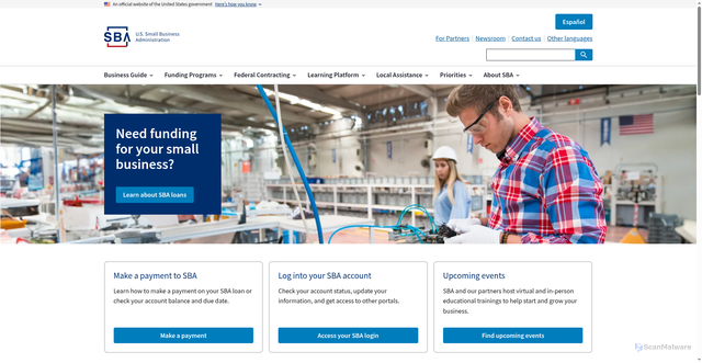 Security scan screenshot of https://www.sba.gov/
