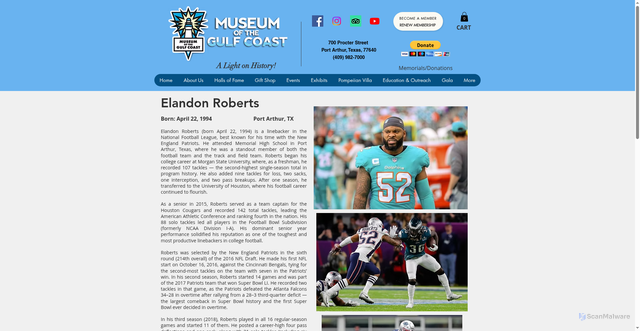 Security scan screenshot of https://www.museumofthegulfcoast.org/elandon-roberts