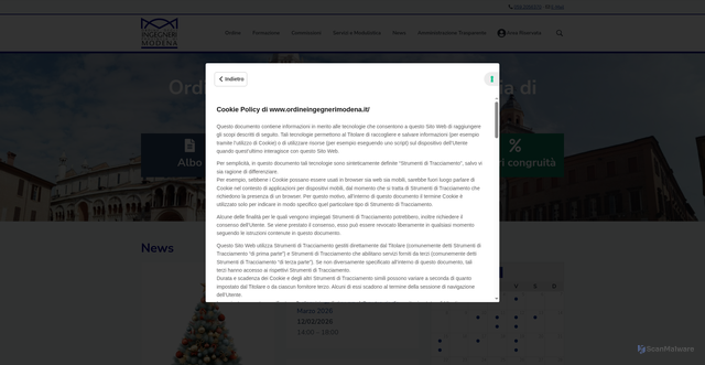 Security scan screenshot of https://www.ordineingegnerimodena.it/