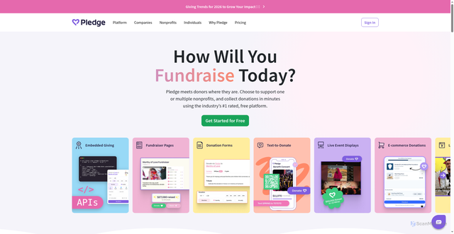 Security scan screenshot of https://www.pledge.to
