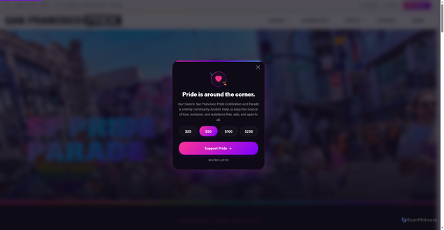 Security scan screenshot of https://sfpride.org/parade/