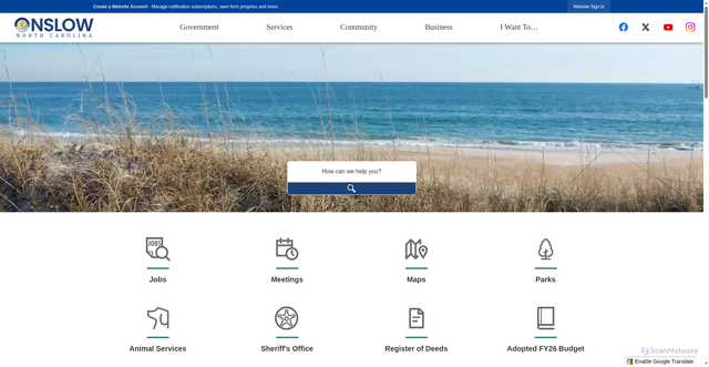 Security scan screenshot of https://www.onslowcountync.gov/