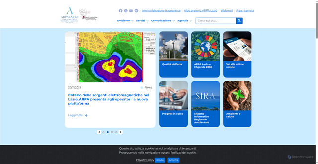 Security scan screenshot of https://www.arpalazio.it/