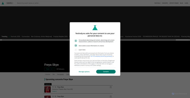 Security scan screenshot of https://festivaly.eu/en/artists/freya-skye/1572009