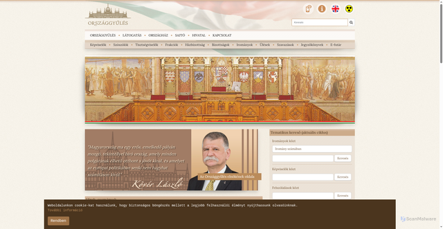 Security scan screenshot of https://www.parlament.hu