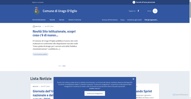 Security scan screenshot of https://www.comune.uragodoglio.bs.it/