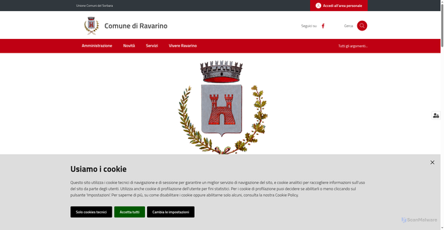 Security scan screenshot of https://www.comune.ravarino.mo.it/