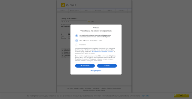 Security scan screenshot of https://ip-lookup.net/?81.88.48.71