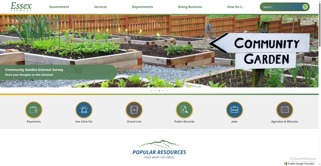 Security scan screenshot of https://essexvt.gov/