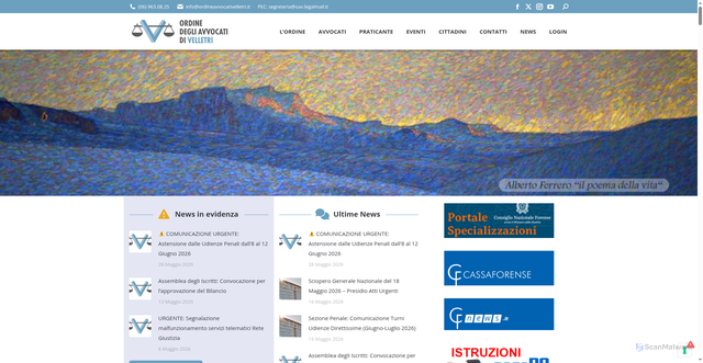 Security scan screenshot of https://www.ordineavvocativelletri.it