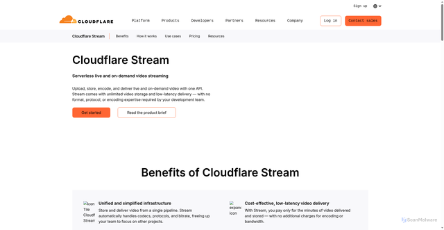 Security scan screenshot of https://zxlvt.pages.dev/developer-platform/products/cloudflare-stream/