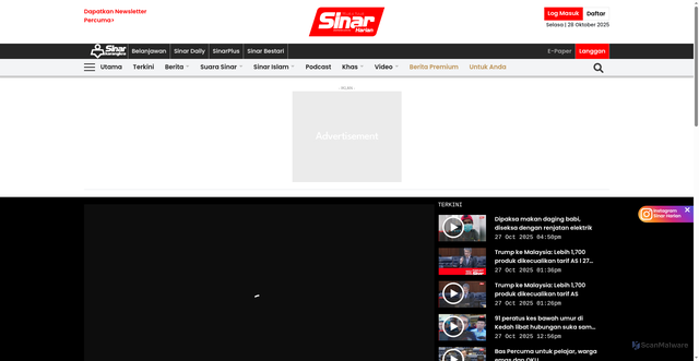 Security scan screenshot of https://www.sinarharian.com.my/article/754057/video/berita-semasa-video/saya-tak-rasa-fifa-akan-tukar-keputusan-ndash-tmj
