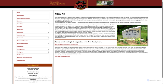 Security scan screenshot of https://www.townofaftonny.gov/