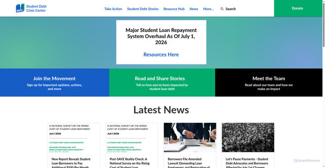 Security scan screenshot of https://www.studentdebtcrisis.org/