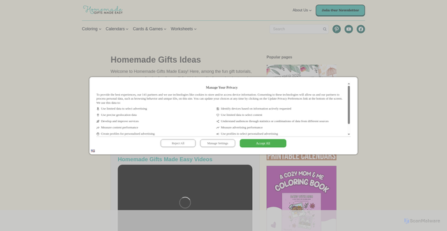 Security scan screenshot of https://homemade-gifts-made-easy.com