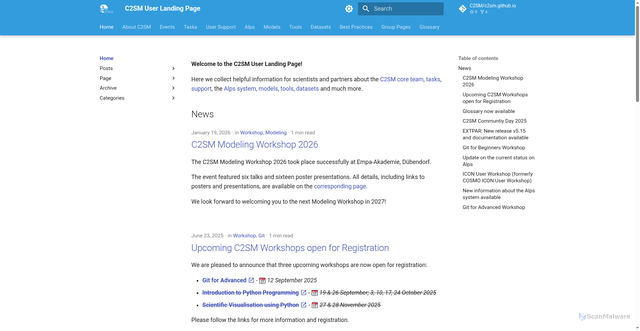 Security scan screenshot of https://c2sm.github.io