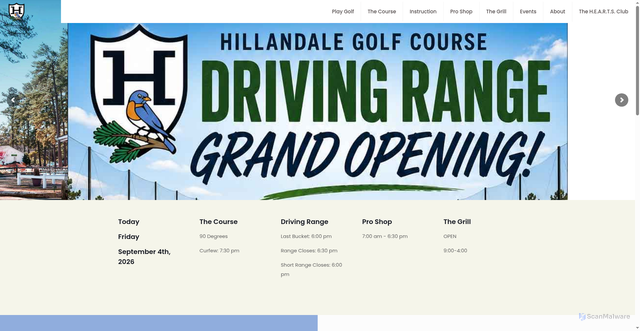 Security scan screenshot of https://hillandalegolf.com/