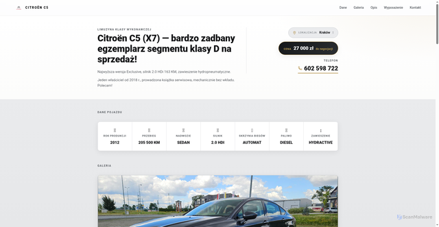 Security scan screenshot of https://www.citroenc5.pl