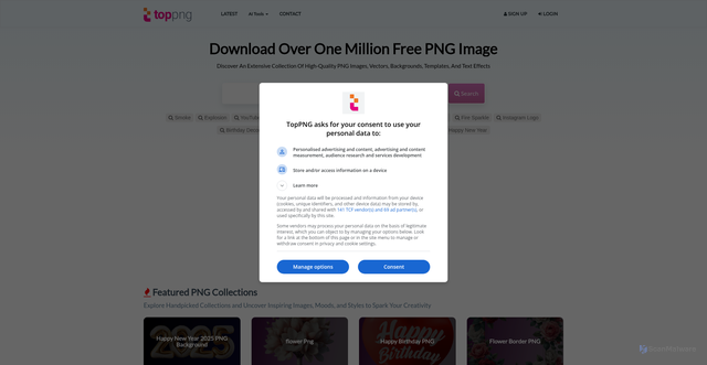 Security scan screenshot of https://toppng.com