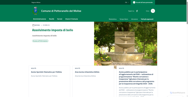 Security scan screenshot of https://www.comune.pettoranellodelmolise.is.it/