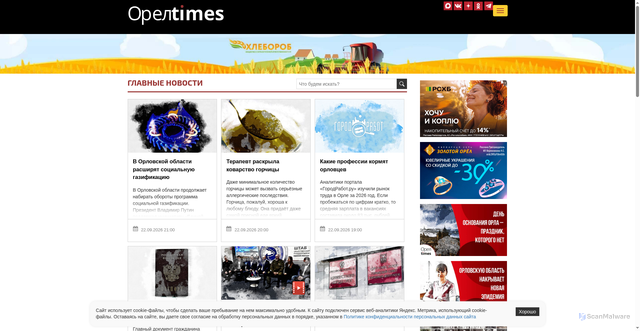 Security scan screenshot of https://oreltimes.ru