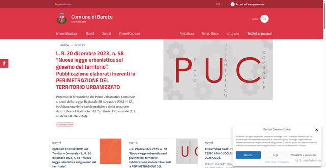 Security scan screenshot of https://www.comune.barete.aq.it/