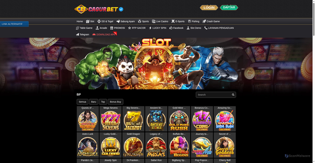 Security scan screenshot of https://cagurbetkombat.top/desktop/game/slot/bp